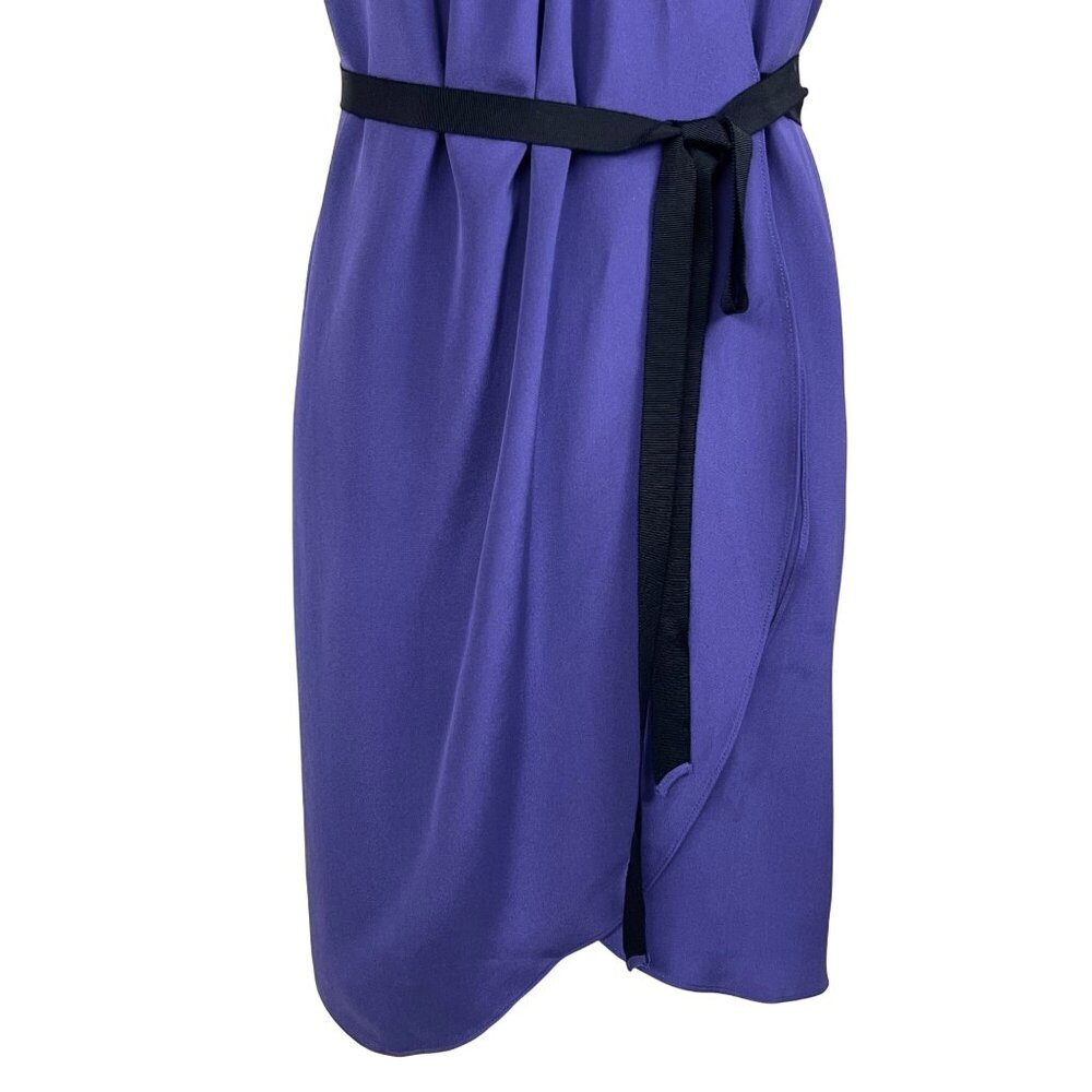 Alexander Wang 100% Silk Wrap Mini Cocktail Dress 2 Purple Petal Belt Tie Luxury - Picture 4 of 12